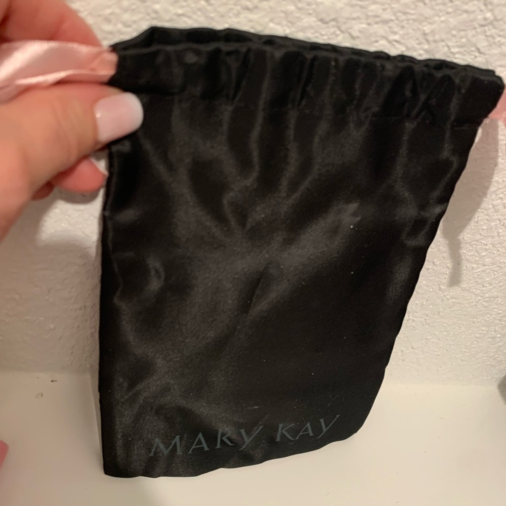 Mary Kay Black Satin Pouch with Pink Accents and assorted mesh zipper bags